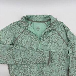 Nike Pro Womens Mint Green Geometric Dot Quarter Zip Pullover Thumbholes Size M